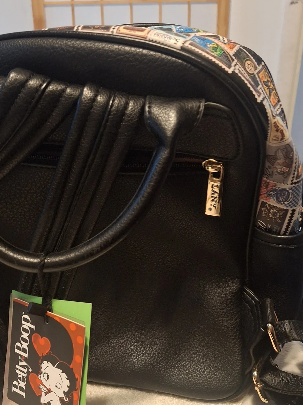 Black Betty Boop Stamp-Print Mini Backpack